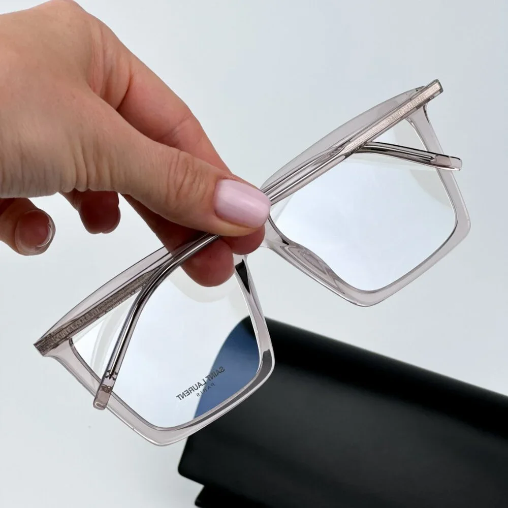 Saint Laurent SL474OPT 003 BRAND NEW Eyeglasses Transparent Nude Square Unisex